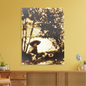 jongen met een hond op het rustcanvas afdrukken (Insitu (Woonkamer))