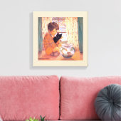 Jongen met een zwarte kat, Jessie Willcox Smith Canvas Afdruk (Insitu (Woonkamer))