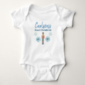 Jongen met eerste kerst Snowflake Nutkraker Baby B Romper (Voorkant)