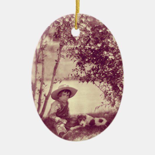  jongen met hond op Rest Ornament (Voorkant)