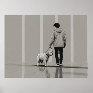 Jongen met hondenkunst poster