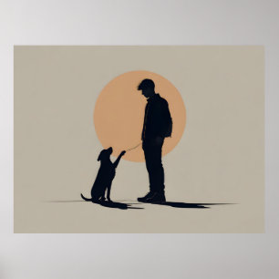 Jongen met hondenkunst poster