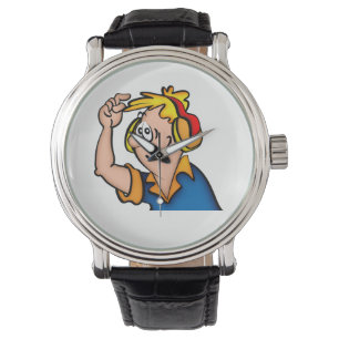 Jongen met hoofdtelefoon horloge