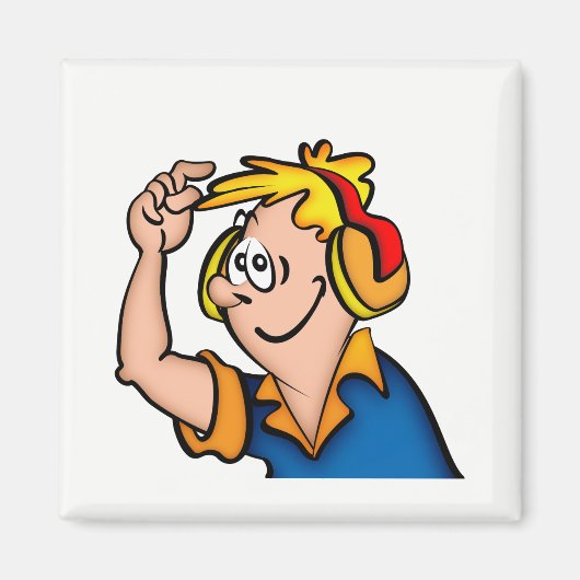 Jongen met hoofdtelefoon magneet (Voorkant)