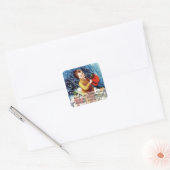  jongen met kerstcadeaus adreslabel vierkante sticker (Envelop)