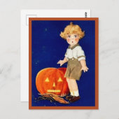 Jongen met pompoen -  Halloween Briefkaart (Voorkant / Achterkant)