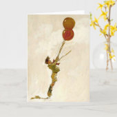  jongen met rode ballonnen op een feest kaart (Gele Bloem)