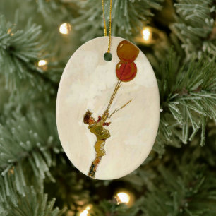  jongen met rode ballonnen op een feest keramisch ornament