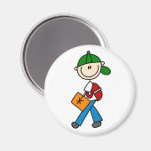 Jongen met rugzakmagneet magneet (Voorkant / Achterkant)