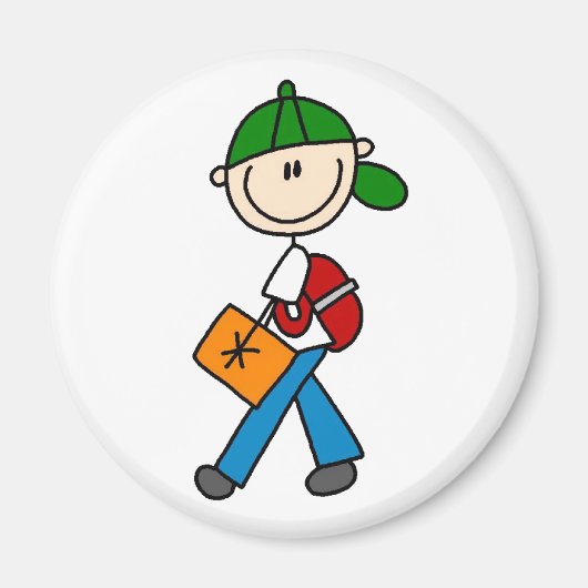 Jongen met rugzakmagneet magneet (Voorkant)