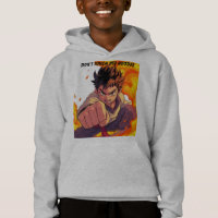 Jongen met vlammen raak mijn hoodie niet aan