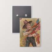 Jongen met Vuurwerk, Amerikaanse Vlag, Patriottisc Button (Voorkant / Achterkant)