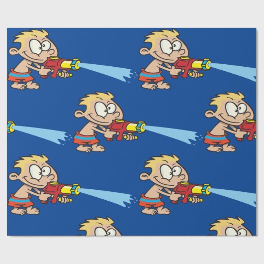 Jongen met Water Pistool Summer Fun Cadeaupapier (Vlak)