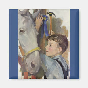  jongen met zijn blauwe lintje winnetje magneet