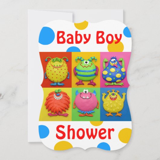 Jongen Monster Baby shower Kaart (Voorkant)
