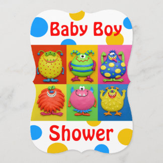 Jongen Monster Baby shower Kaart
