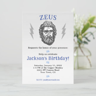 Jongen Mythology Birthday Invite: Zeus Kaart