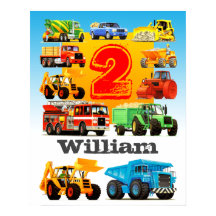Jongen naam en 2e jaardag bouwvrachtwagen