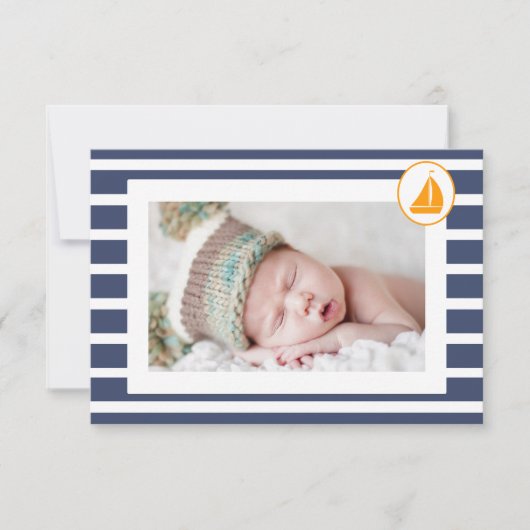 Jongen Nautical Baptisme Hartelijk dank voor de fo Bedankkaart (Voorkant)