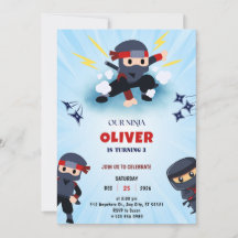 Jongen Ninja Warrior 3 verjaardagsuitnodigingen