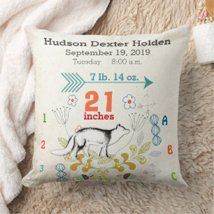 Jongen Nursery Baby Birth Stat Fox Arrow Pattern Kussen