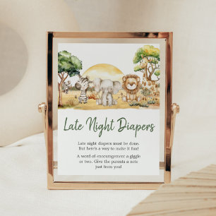 Jongen Oerwoud Safari Dieren Late Night Luiers Poster