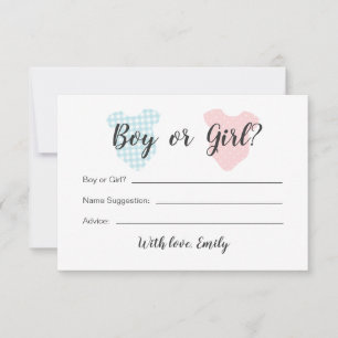 Jongen of meisje Baby gender openbaren Kaart Notitiekaartje