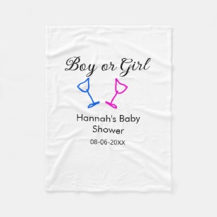 Jongen of meisje baby shower roze blauw glas naam fleece deken