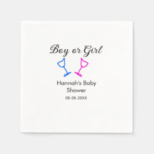 Jongen of meisje baby shower roze blauw glas naam servet