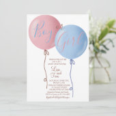 Jongen of meisje Ballons Gender Reveal Party Uitno Kaart (Staand voorkant)