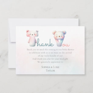 Jongen of Meisje Beer Kleurrijke Geslacht Onthulle Bedankkaart