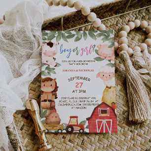 Jongen of Meisje Boerderij Dieren Waterverf Geslac Kaart