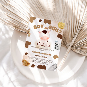 Jongen of Meisje Geslacht Onthullen Koe Boho Rusti Kaart