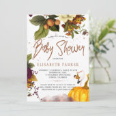 Jongen of meisje herfst herfst roestig bloemig bab kaart (Staand voorkant)