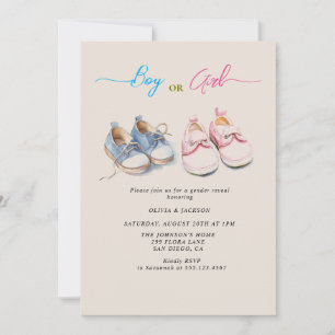 Jongen of Meisje sneakers Beige Gender Reveal Part Kaart