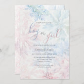 Jongen of Meisje Winter Roze Blauwe Sneeuwvlok Kaart (Voorkant / Achterkant)