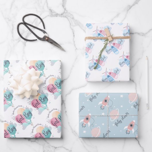 Jongen of meisjes Baby shower Inpakpapier Vel (Voorkant)