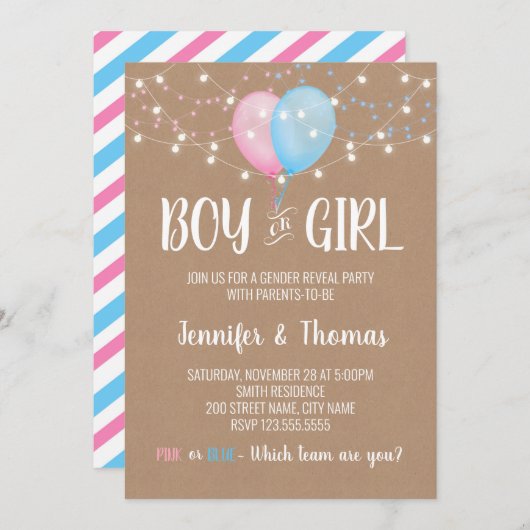 Jongen of meisjes kaart (Voorkant / Achterkant)