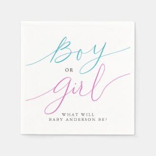 Jongen of meisjes roze en blauw geslacht feestvier servet