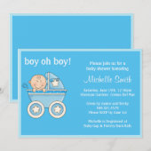 Jongen oh Boy Baby shower nodiging Kaart (Voorkant / Achterkant)