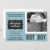 Jongen oh Boy Modern Blue New Baby Aankondiging (Voorkant / Achterkant)