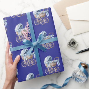 Jongen oh Jongen Blauwe Babywagen Cadeaupapier