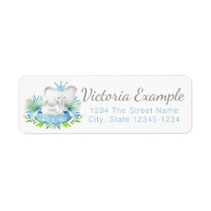Jongen Olifant Baby Shower Retouradreslabels Etiket