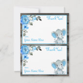 Jongen Olifant Blauw Twee per pagina Dank u kaarte Kaart (Voorkant)