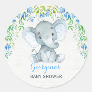 Jongen olifant dank u Sticker Baby shower gunsten
