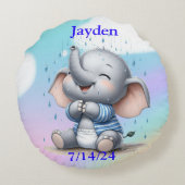 Jongen Olifant Rond Kussen (Achterkant)