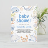 Jongen onder het Zee Baby shower Kaart (Staand voorkant)