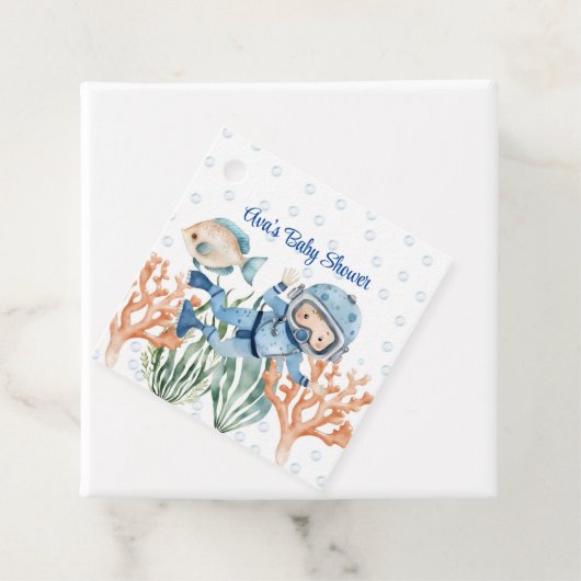 Jongen onder het Zeeen Baby shower Bedankjes Labels (In situ)