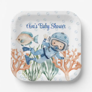 Jongen onder het Zeeen Baby shower Papieren Bordje