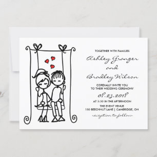 Jongen ontmoeten meisje   Modern Doodles Wedding Kaart